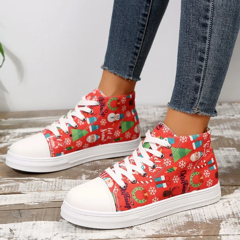 Zapatos Deportivos vulcanizados de lona de alta calidad para mujer, zapatillas planas clásicas con diseño de calavera de azúcar, zapatos con cordones, otoño, 2024