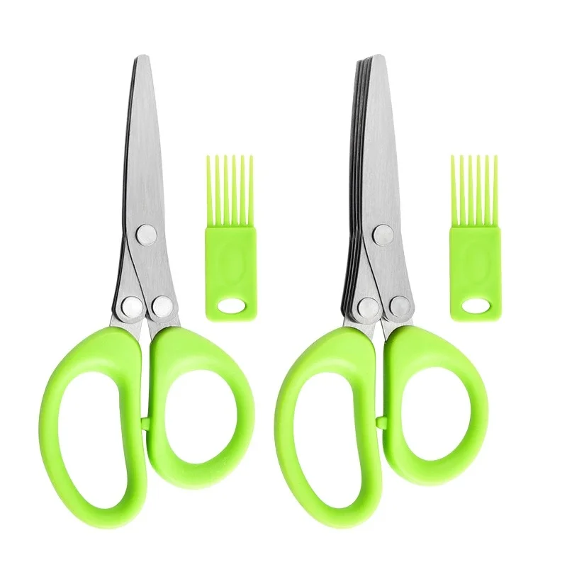 

Multi-functional Stainless Steel 3/5 Layer Kitchen Scissors Pepper Shredded Chopped Scallion Cutter Laver Cut Cooking Too