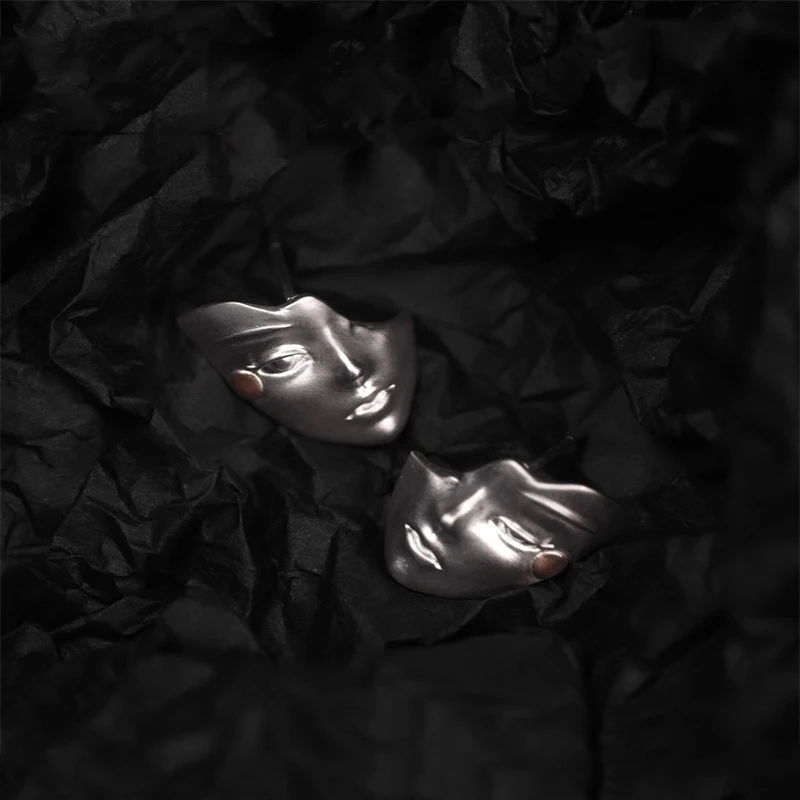 إكسسوارات مجوهرات قناع وأقراط يدوية مبتكرة للرجال والنساء - مجوهرات فنية ثلاثية الأبعاد عصرية، مجوهرات فريدة للعطلات، أنيقة يومية