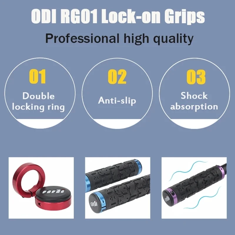 ODI RG01 Bicycle Grips Lock-on MTB Handlebar Grip Silicone Anti-Slip Handle Cover Bike Cuff Double Locking Handle Grips BMX Part