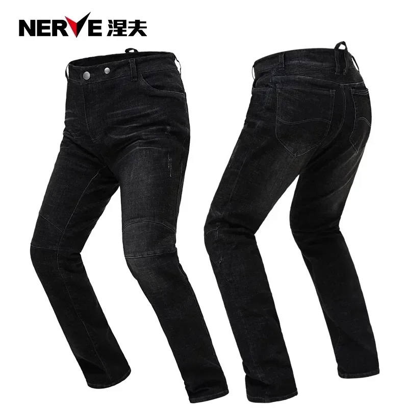 

NERVE Summer Motorcycle Jeans Men's Motorcycle Pants Fall Resistant Four Seasons Breathable Motocross Pants with Protective Gear