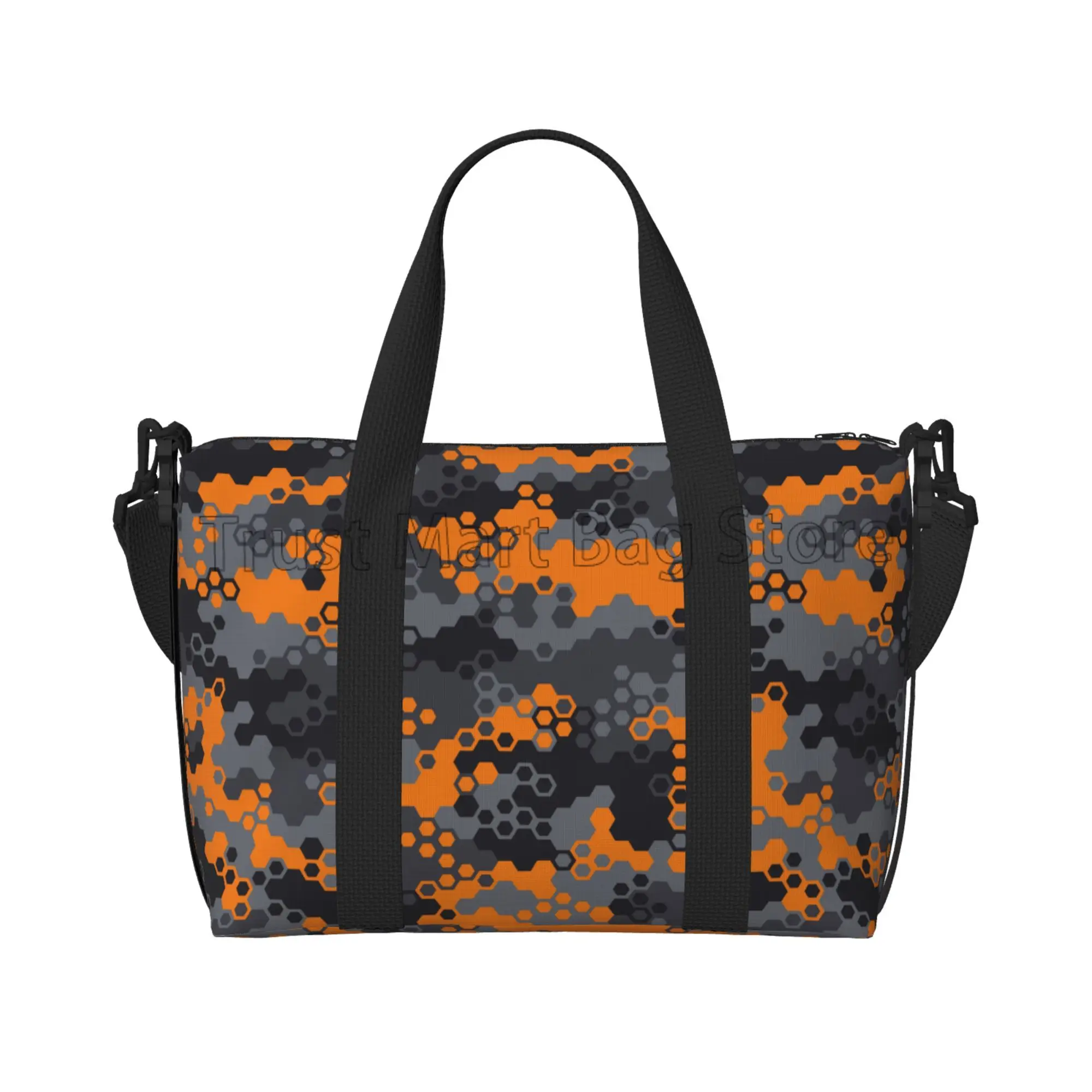 Bolsa de viaje con estampado de camuflaje naranja para hombres y mujeres, equipaje de mano de gran capacidad, bolsas de lona de viaje, bolsas de fin de semana multifuncionales