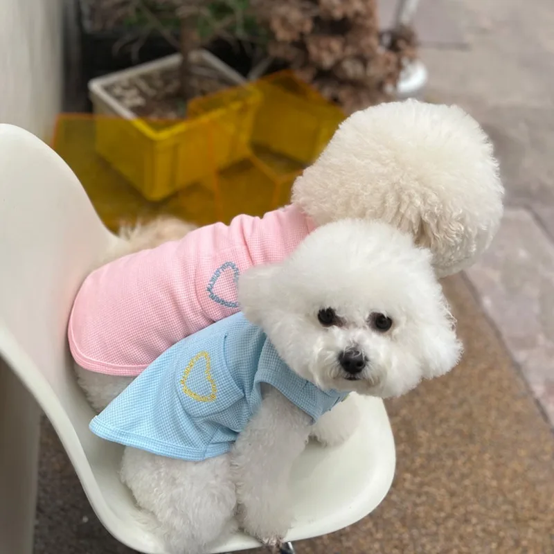 

Teddy Love Pattern Bottom Shirt Summer Pet Breathable Vest Pomeranian Casual Pullover Sleeveless Dog Clothes