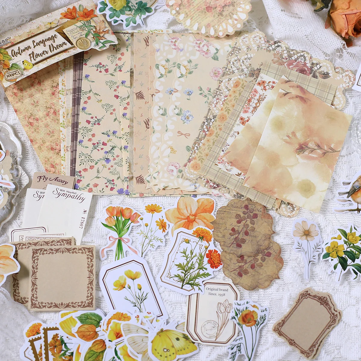 100 قطعة ورق سكرابوكينغ خمر ملصقات ذاتية اللصق Crafts بها بنفسك الحرف الديكور مجلة الزينة مادة الورق #4