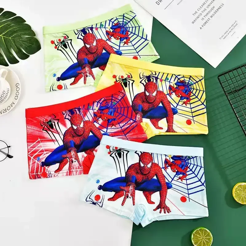 Paquete de 4 Calzoncillos de Spiderman de Marvel, Calzoncillos de Algodón con Dibujos Animados de los Vengadores, Ropa Interior de Cosplay de Spiderman