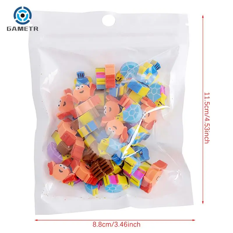 50pcs/bag Christmas Kawaii Eraser Creative Cartoon Mini Pencil Rubber Animal Fruit Erasers For Kids School Stationery Supplies