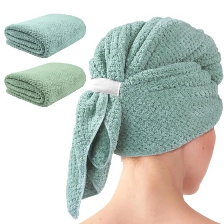 

my novel things 2 Pack Extra Large Microfiber Hair Towel Wrap, 37.4" x 26.4" for Women, Super Absorbent and Quick Dry Hair Towe