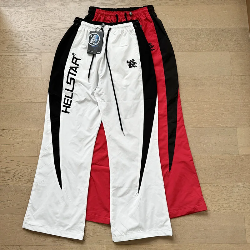 

American High Street Hip Hop Sports Casual Color Blo Letter Logo Embroidery Wide Leg Long Pants Straight Cut