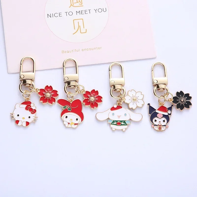 1 Set Christmas HelloKittys Cute Melody Keychain Accessories Kuromi Keyring Cinnamoroll Bag Pendant Festival Gift