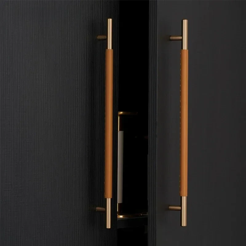 Simple Longer Handle Pull for Cupboard Hand Craft Leather Drawer Pulls Handles Cabinet Door Decor Handle