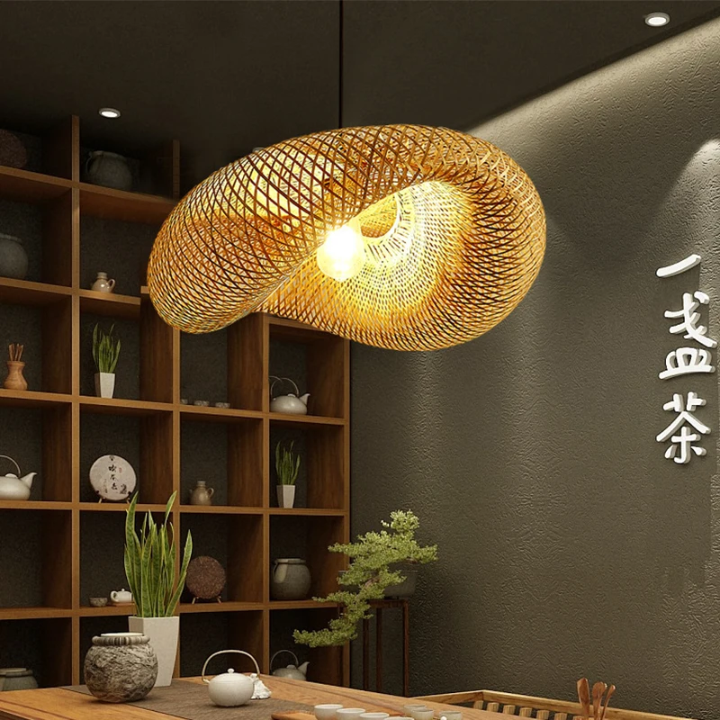 

Chinese Style Pendant Lights Handmake Bamboo Weaing Hanging Lamps For Living Room Home Decor Cafe Restaurant Loft Led Luminaire