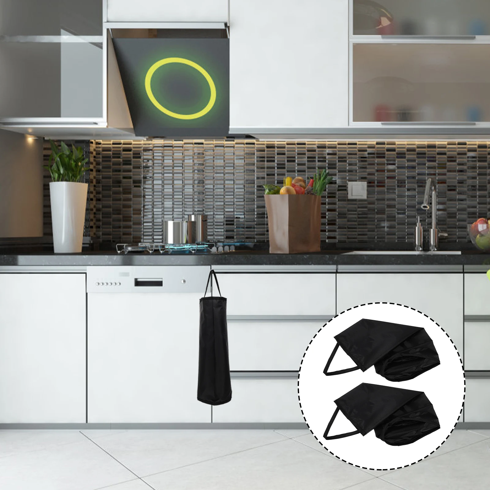 

2pcs Plastic Bag Storage Organizer Trash Dispenser Kitchen Multifunctional Fabric Bags Holder Reusable Vegetable Storage