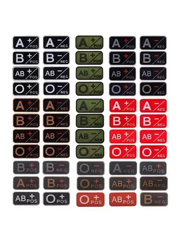 Small Patch with Hook,PVC Blood Type A B AB O POS NEG Emblemen,Patches Military Tactical Badges on Backpack,Outdoor Equipment