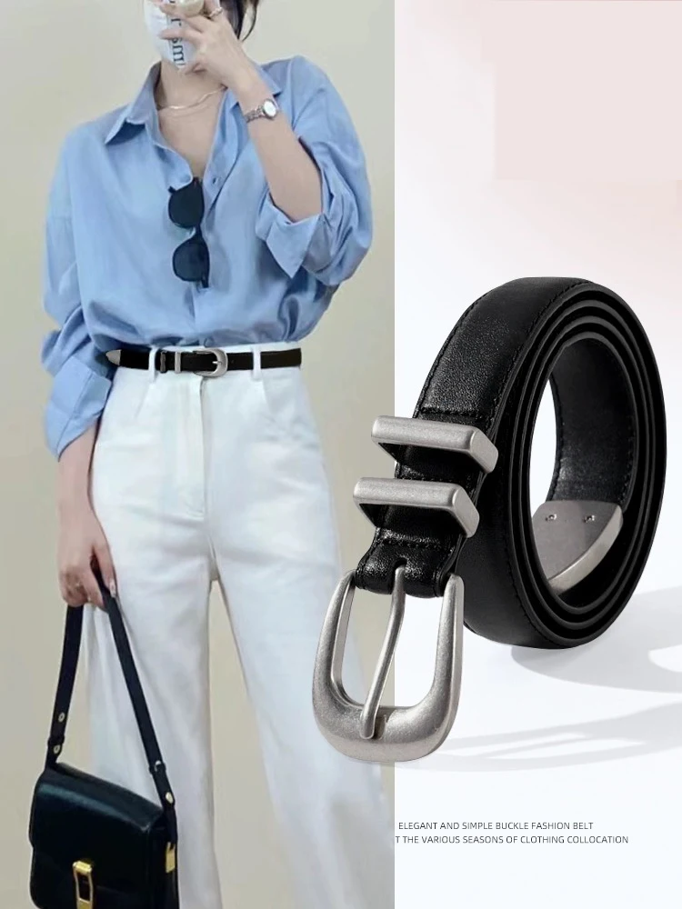 

Luxury Designer Belts For Women High Quality Female Waist Black Genuine Leather Waistband Girls Jeans Punk Corset Silver Belts