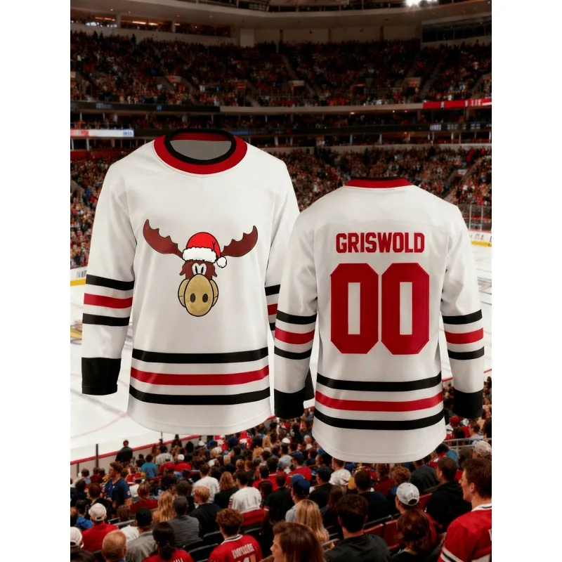 

Рождественский узор оленей с 3D принтом, круглым вырезом и длинными рукавами, свободная и удобная повседневная повседневная спортивная футболка на открытом воздухе