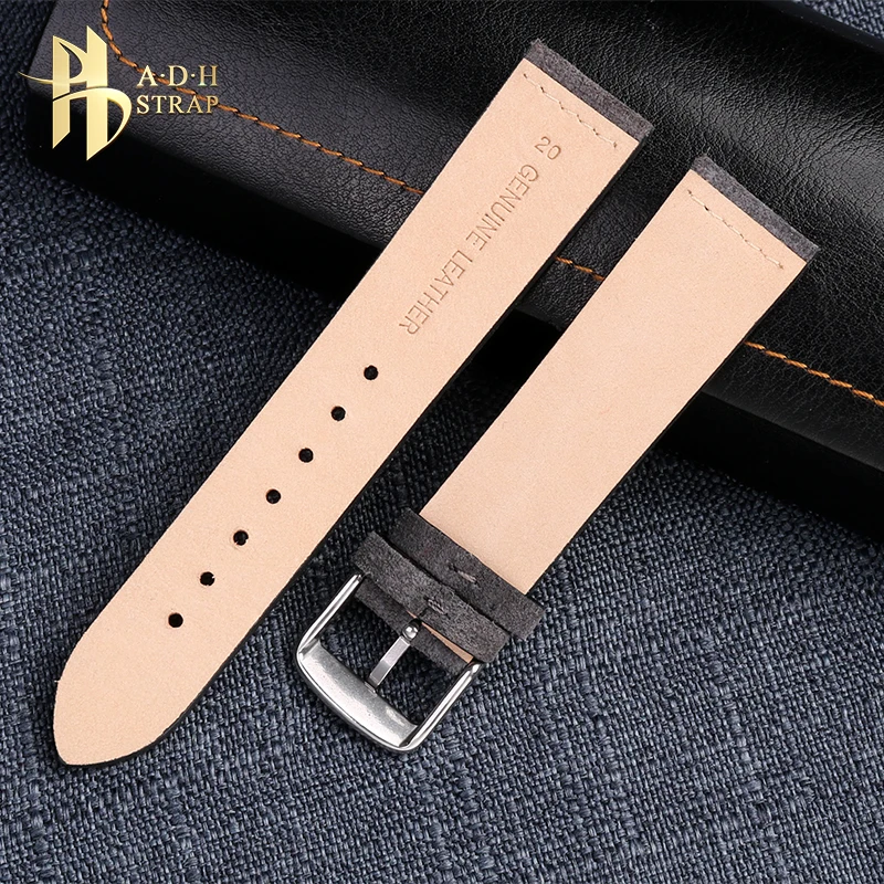 Universal Matte Suede Strap For Nomos  Mido Oris GS Seiko Men and Women\'s Watch Band 18mm 20mm 22mm Soft Retro Style Pin Buckle