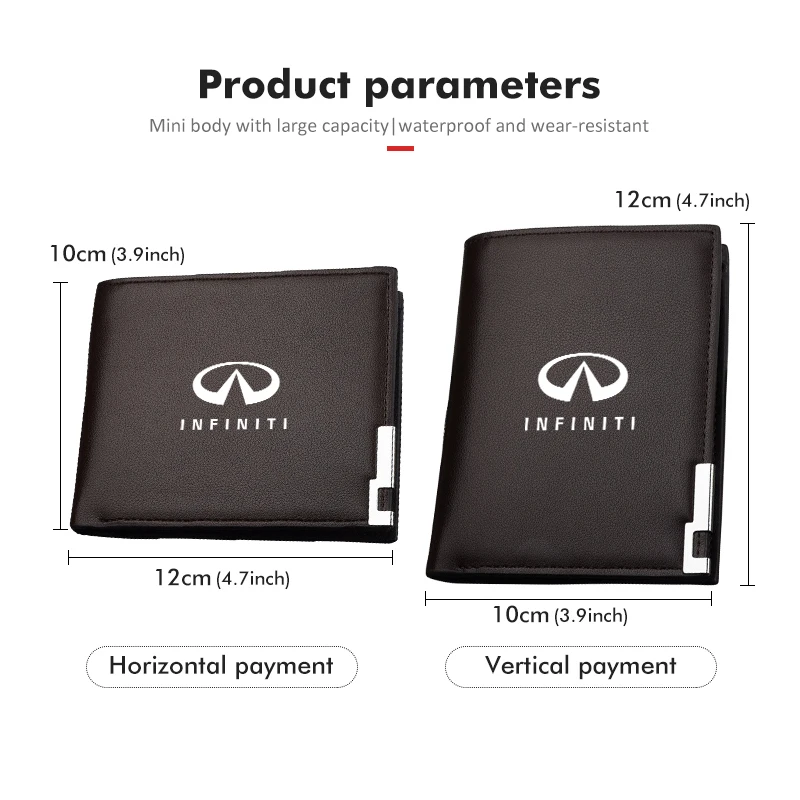 For Infiniti Leather Car Men Short Wallet Purse With Card Holder License FX35 QX60 QX70 QX80 QX50 QX30 Q70L Q60 Q50 Q60S Q30 view 6