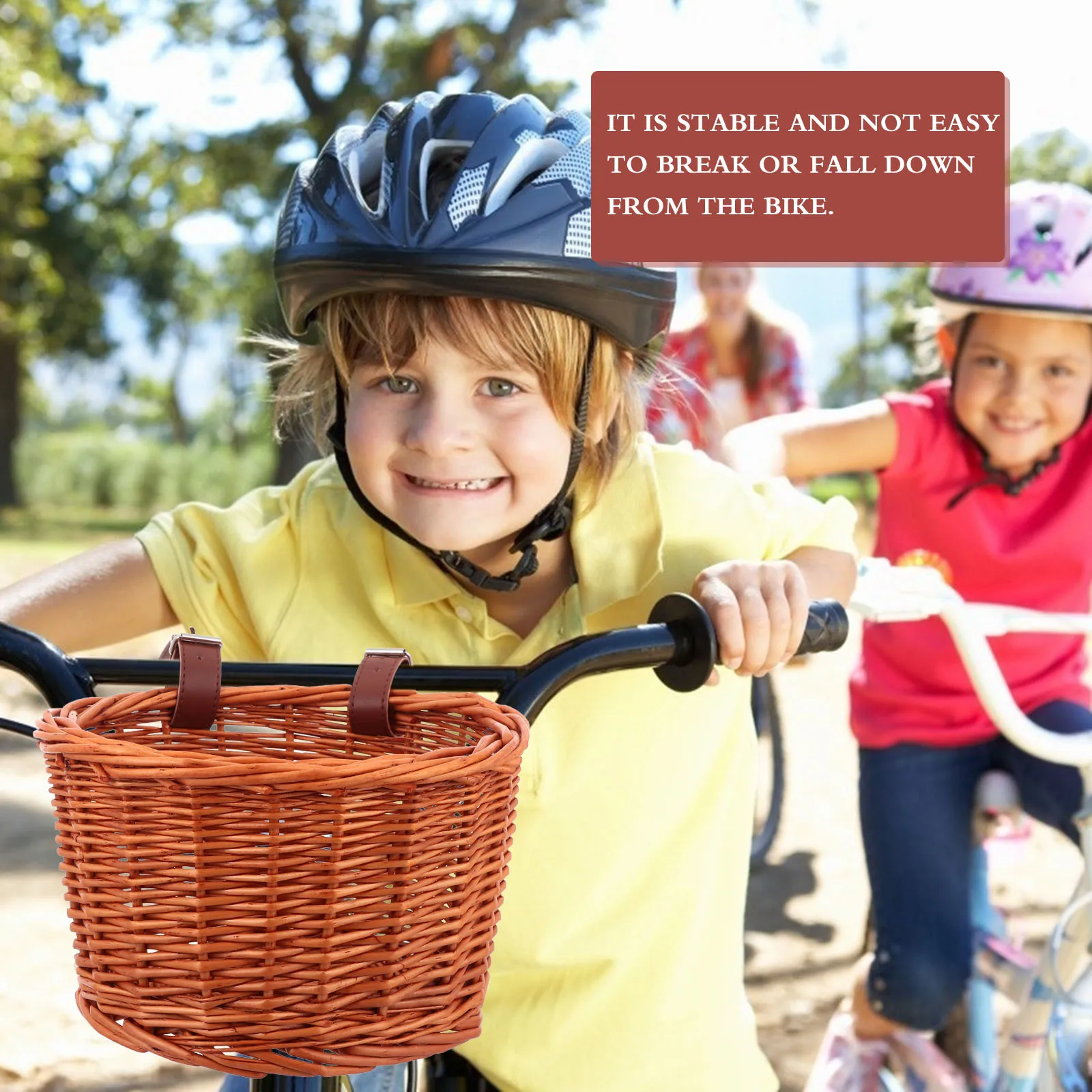 1Pcs Rattan Bike Basket Hand-Woven Thickened Plastic Front Hanging Storage Strong Load-Bearing Bike Accessories