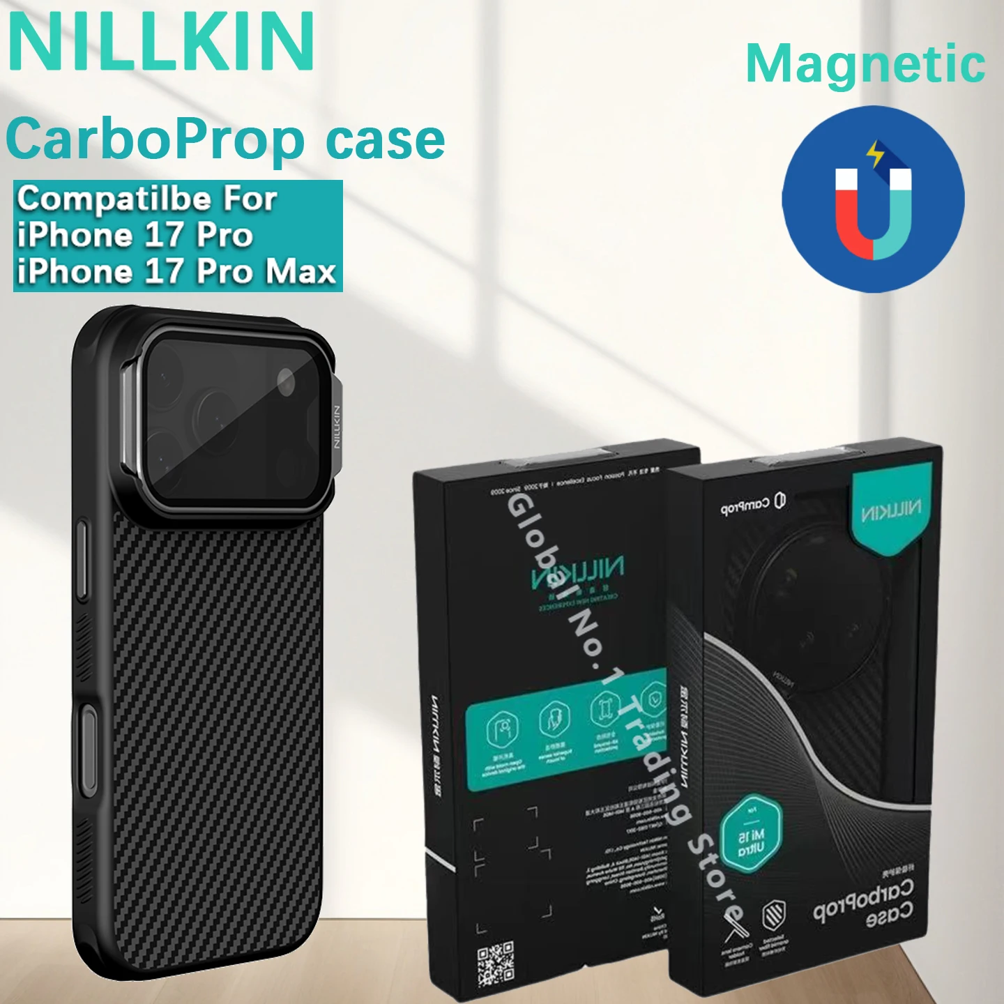 

NILLKIN, совместимый с iPhone 17 Pro Max CarboProp, магнитный кронштейн для объектива, чехол для телефона 17 Pro Magsafe, защитный чехол