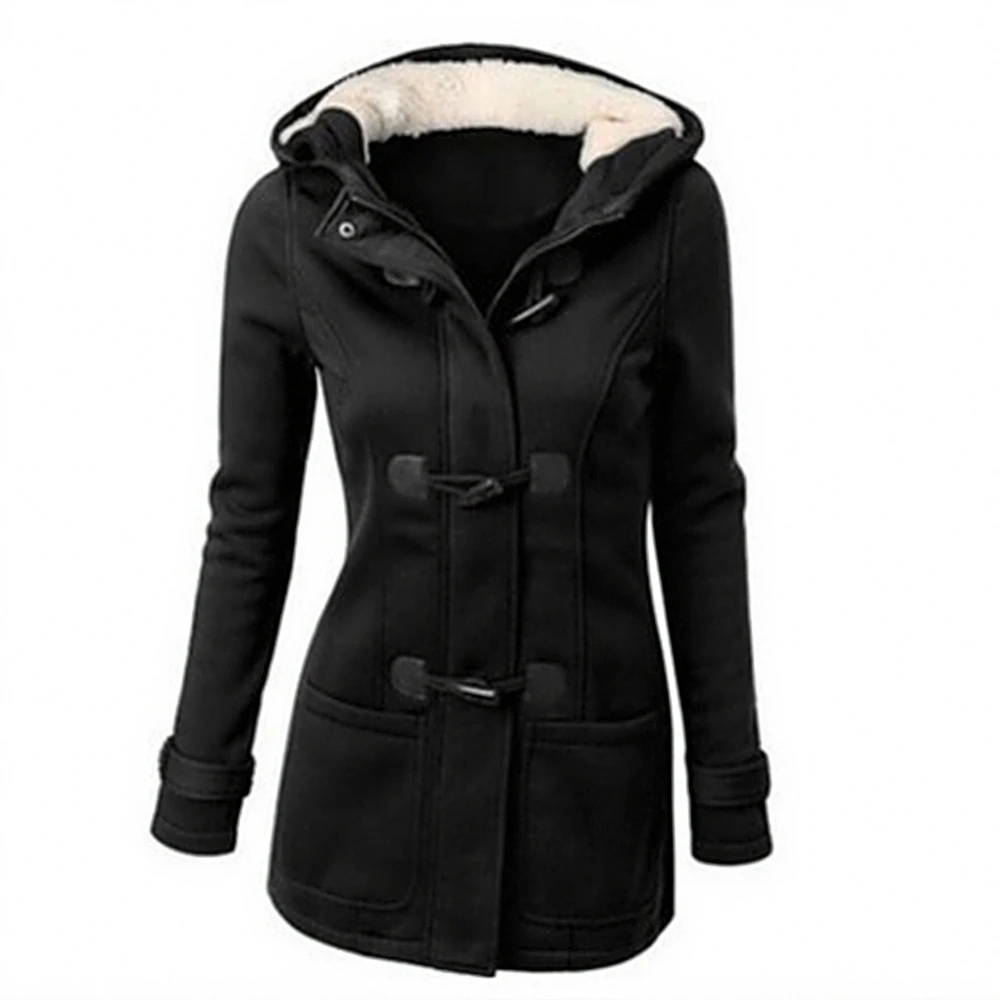 

Женская куртка больших размеров с капюшоном, осенне-зимнее длинное пальто с кожаной пряжкой и хлопковой подкладкой