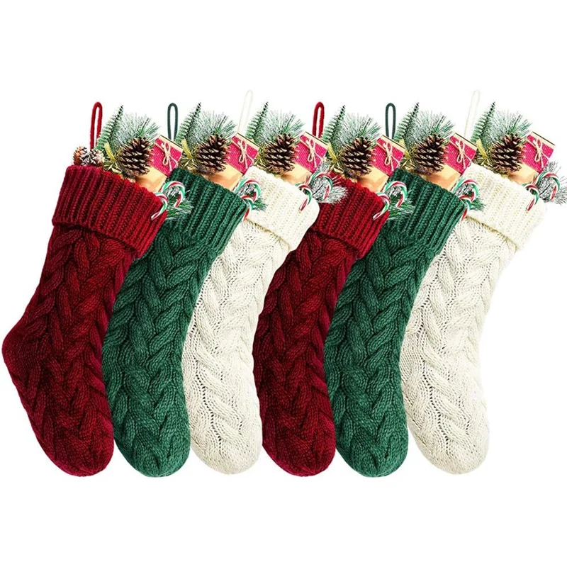 

A34R Large 46Cm Knitted Christmas Stockings Decoration Gift Bag For Christmas Sublimation