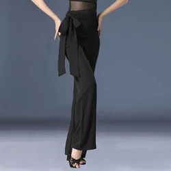 New Latin Dance Pants Women High Waist Dance Pants Clothes Modern Friendship Dancing Pants Straight Wide Leg