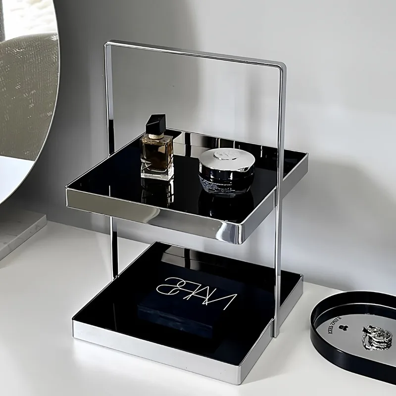 

Double-layer vanity countertop storage, premium perfume rack, bathroom entrance, cosmetics, skin care products storage tray