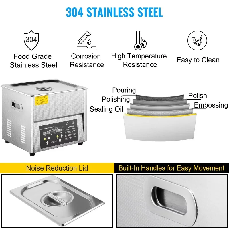 Digital Ultrasonic Cleaner Ultrasonic Cleaning Machine Stainless Steel Tank for Hardware Auto Parts Professional Cleaning Use