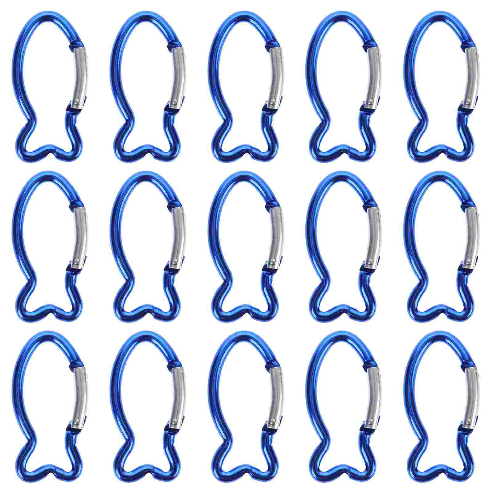 15 Pcs Outdoor Safety Buckle Carabiners Clip Fish Shaped Camping Clips Mini Major