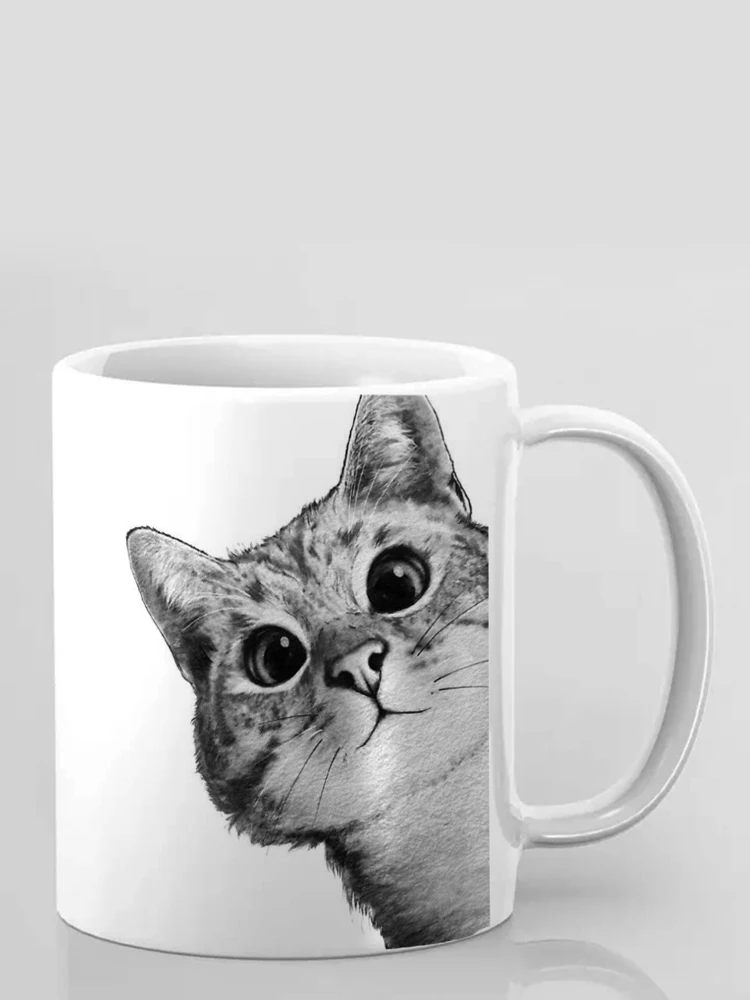 Cat Waiting for you  Mug 11oz Funny Ceramic Home Coffee Mug cat Lover friends birthday Gift