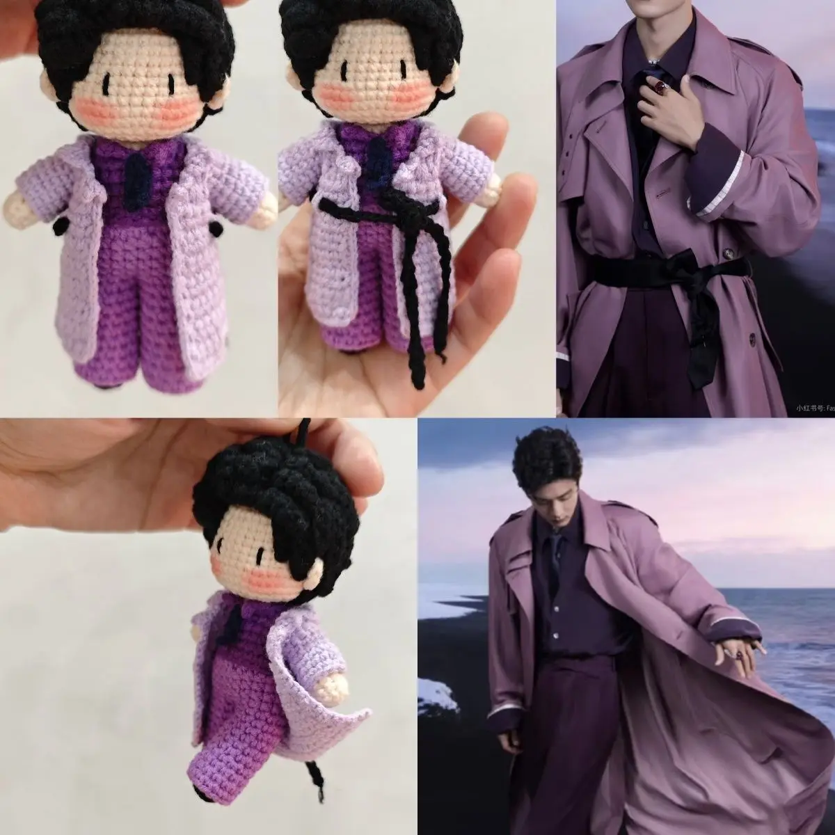 

Фигурка Чжао Чжана из концерта в честь Нового года: Костюм с фиолетовым плащом и вязаными элементами, готовый продукт