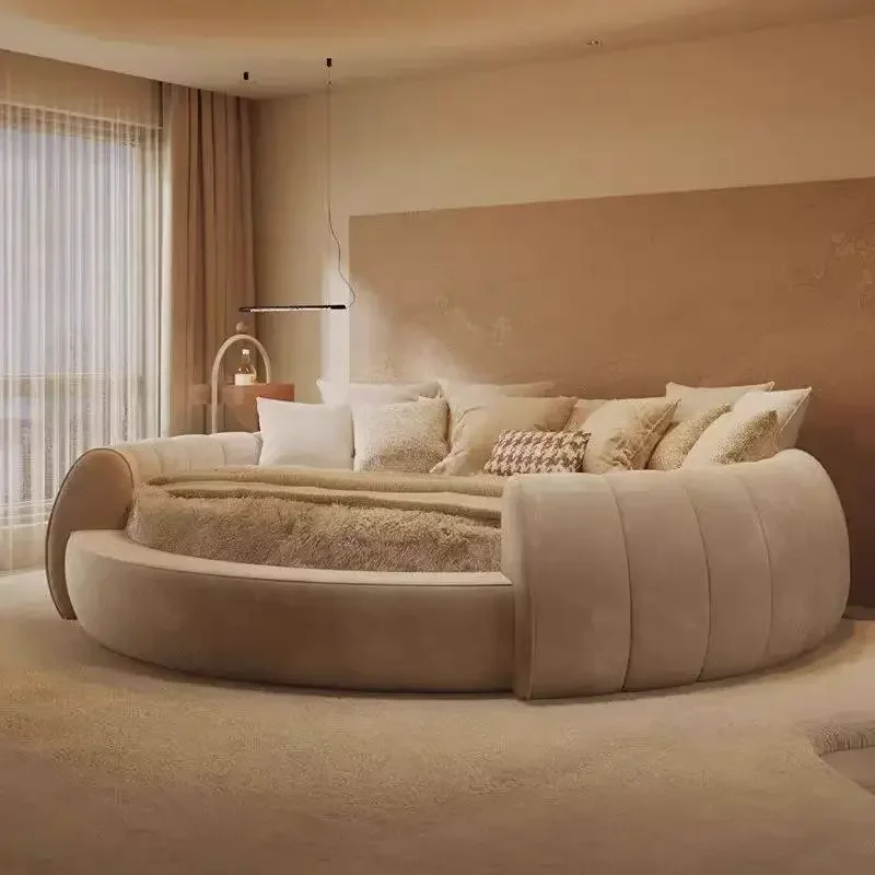 Double Bird Nest Modern King Size Bedroom Beds Elegant Design Letto Matrimoniale Furniture Minimalist Luxury Round Bed 200x200cm