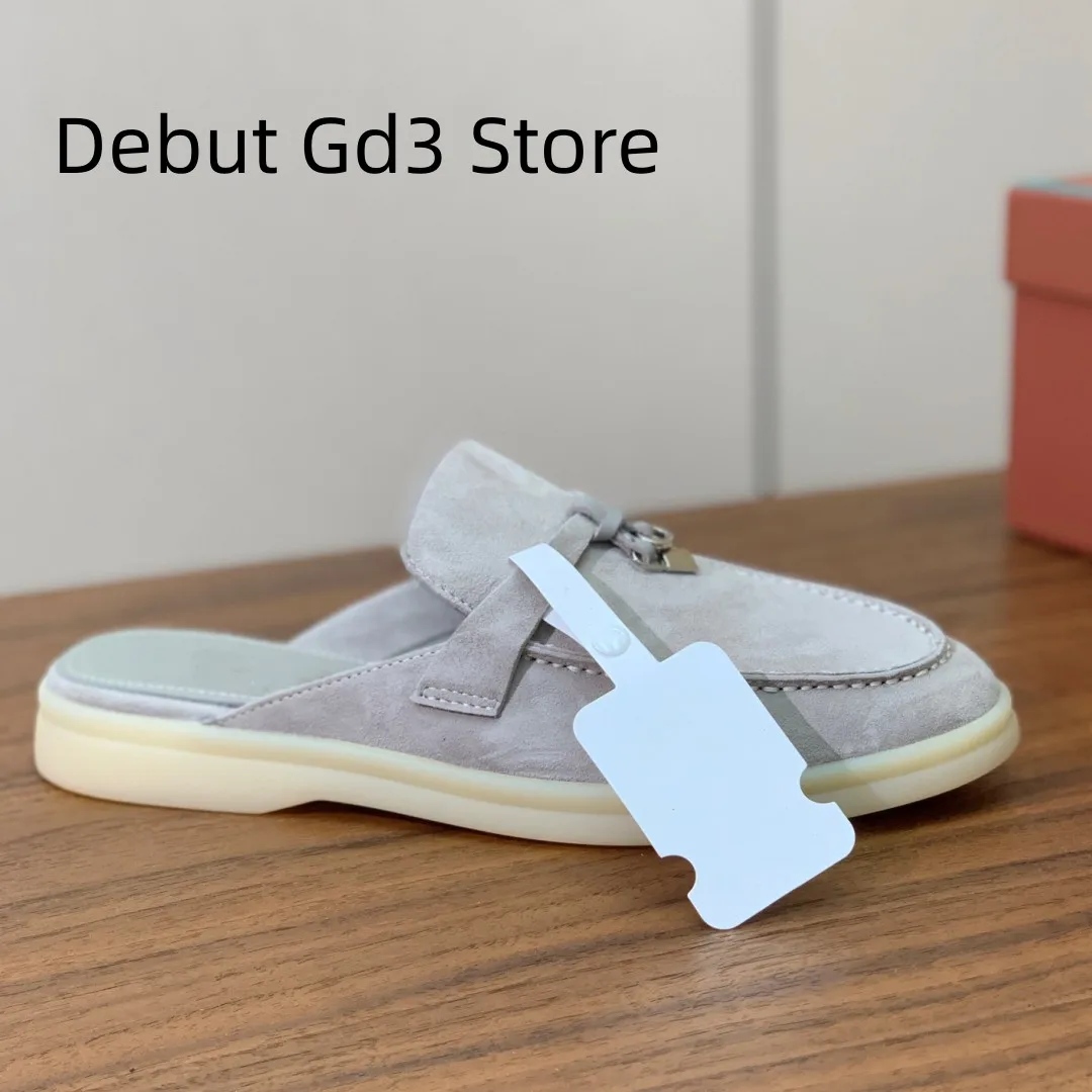 Top Quality 2024 New Lefu Shoes Italian Quality Flat Shoes Classic Versatile Baotou Slippers Retro Casual Flat Half Slippers