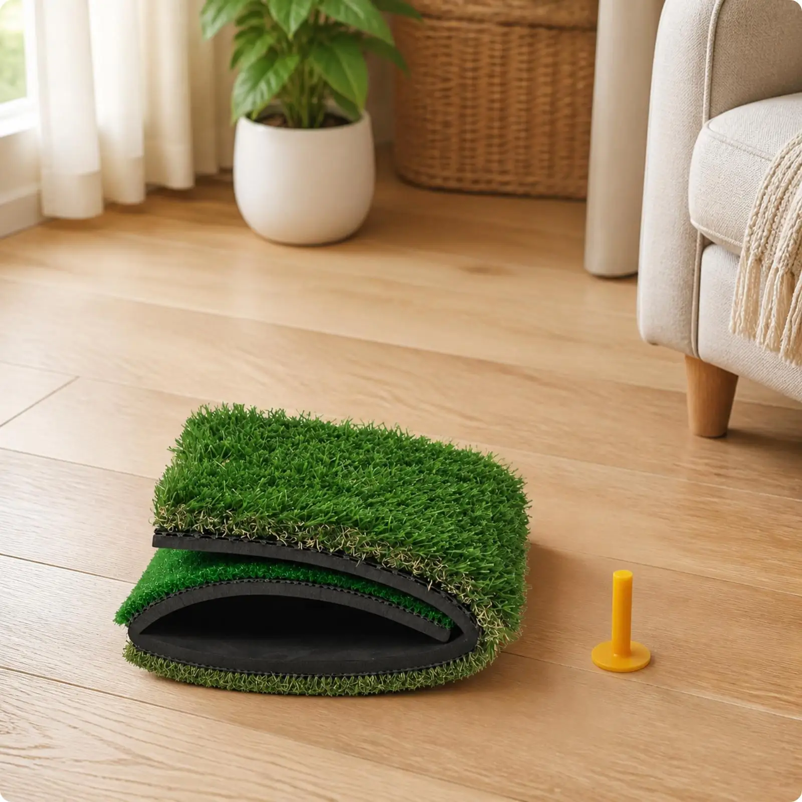 Easy Carry Golf Mat 530g with Three Turf Heights for Putting Chipping and Backyard Practice
