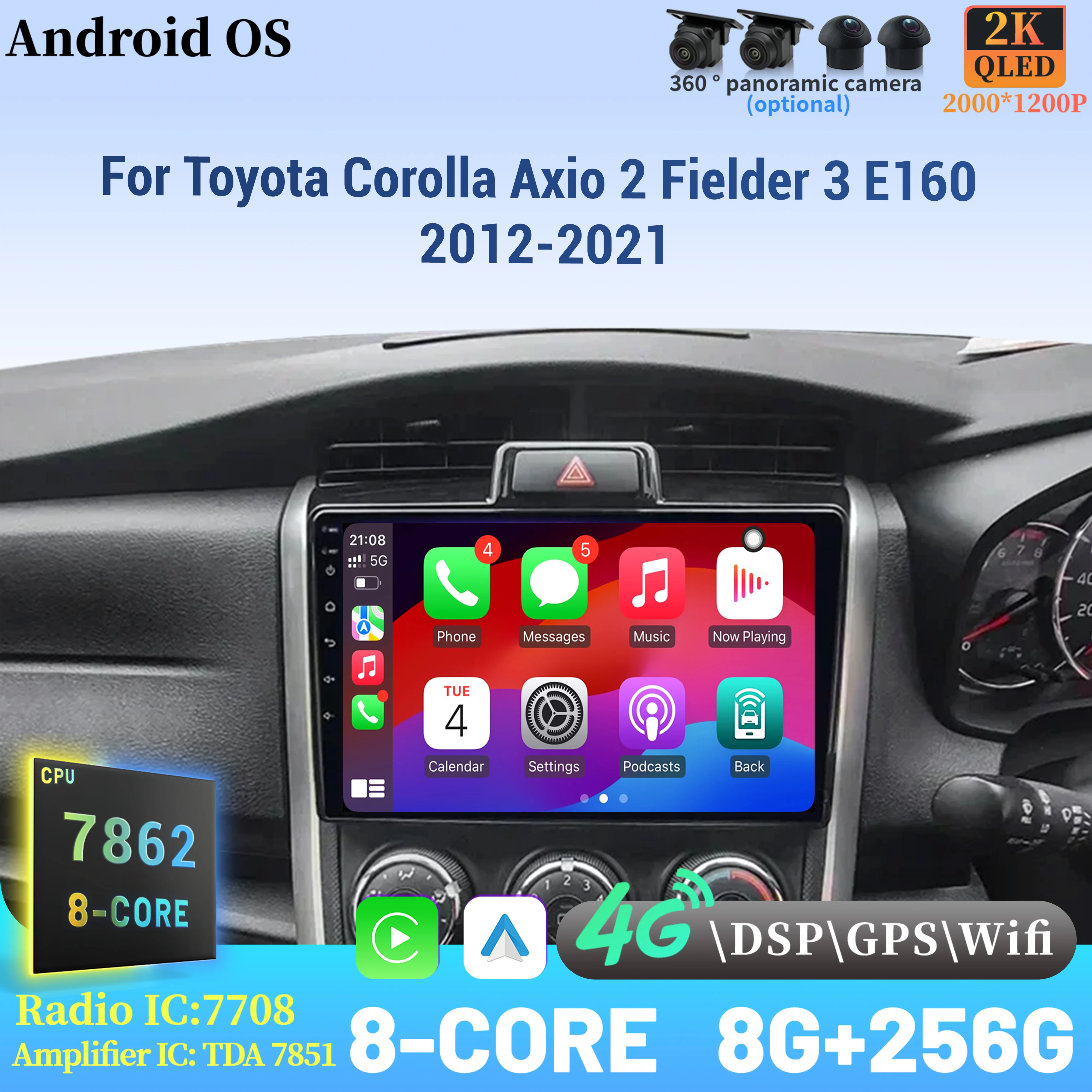 

Car Radio Android 14 For Toyota Corolla Axio 2 Fielder 3 E160 2012-2021 Navigation Multimedia Wireless BT Carplay Touch Screen