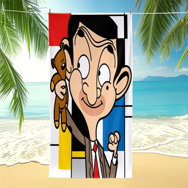 Mr Bean Cartoon Print Beach Towel Pool Towel Camping Towel Bath Towel Blanket Aesthetic Adult Travel Novelty Decor