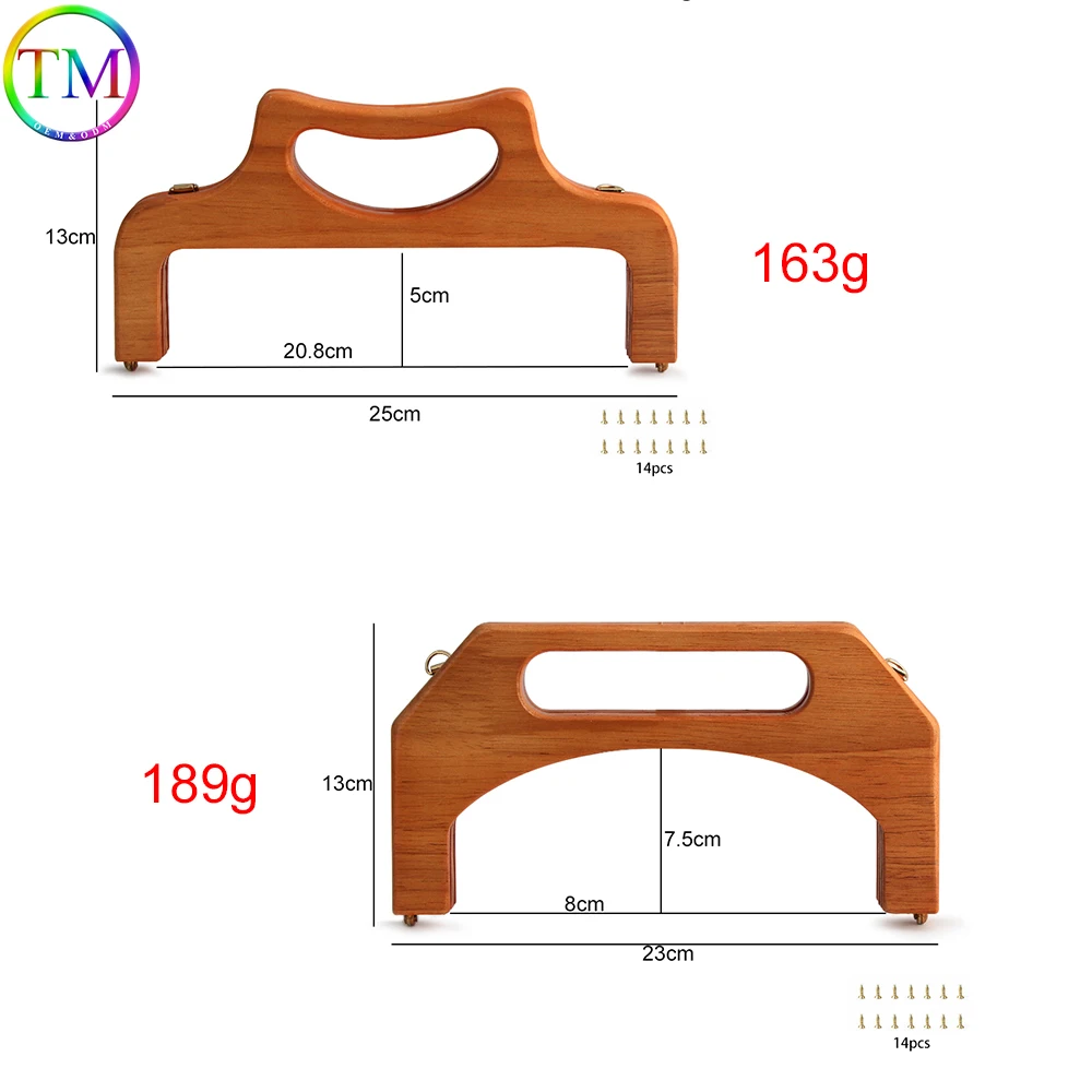 Rettangolo di cammello manico con cornice in legno massello retrò per realizzare borse fatte a mano borsa a tracolla borsa a tracolla con Clip in rovere accessori per borse fai da te