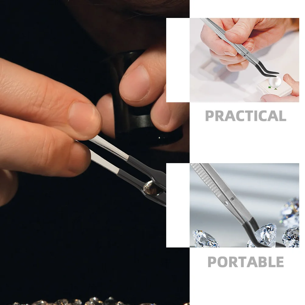 2 pezzi pinzette per raccolta francobolli pinze per lavorazione a punta fine per lavori di perline applicazione di timbri posizionamento ciglia multiuso in metallo