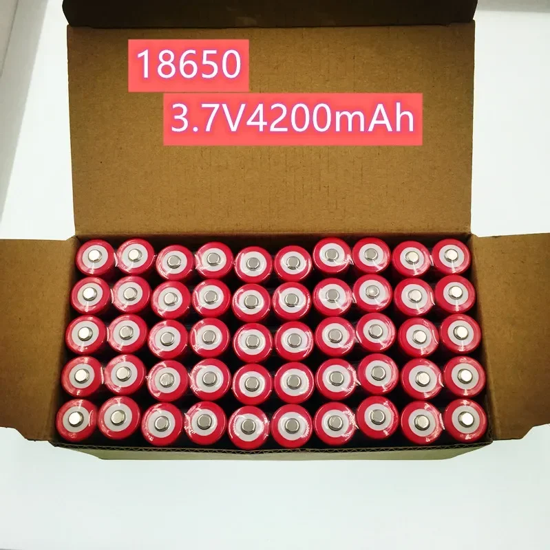 1-50PCS 18650  3.7V Rechargeable Lithium Battery LED Flashlight Cylindrical Battery High Power Long Life Battery 4200mAh