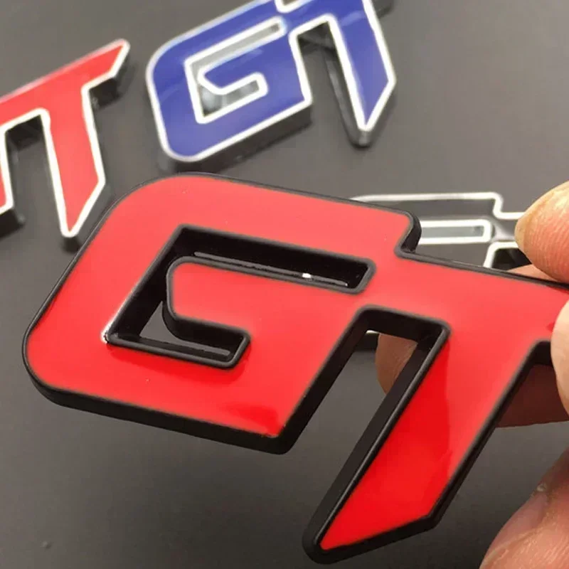 3D Metal GT Logo Letters Car Front Grill Rear Trunk Emblem Badge Sticker Decals For Ford Honda Toyota Audi Geely GT Accessories