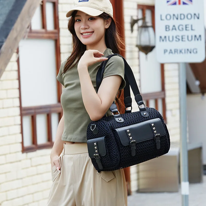 

Ladies' Fashion Y2K Street Hot Girl Purses and Handbag Large Capacity Retro Tote Bags Splicing Punk Crossbody Shoulder Bag