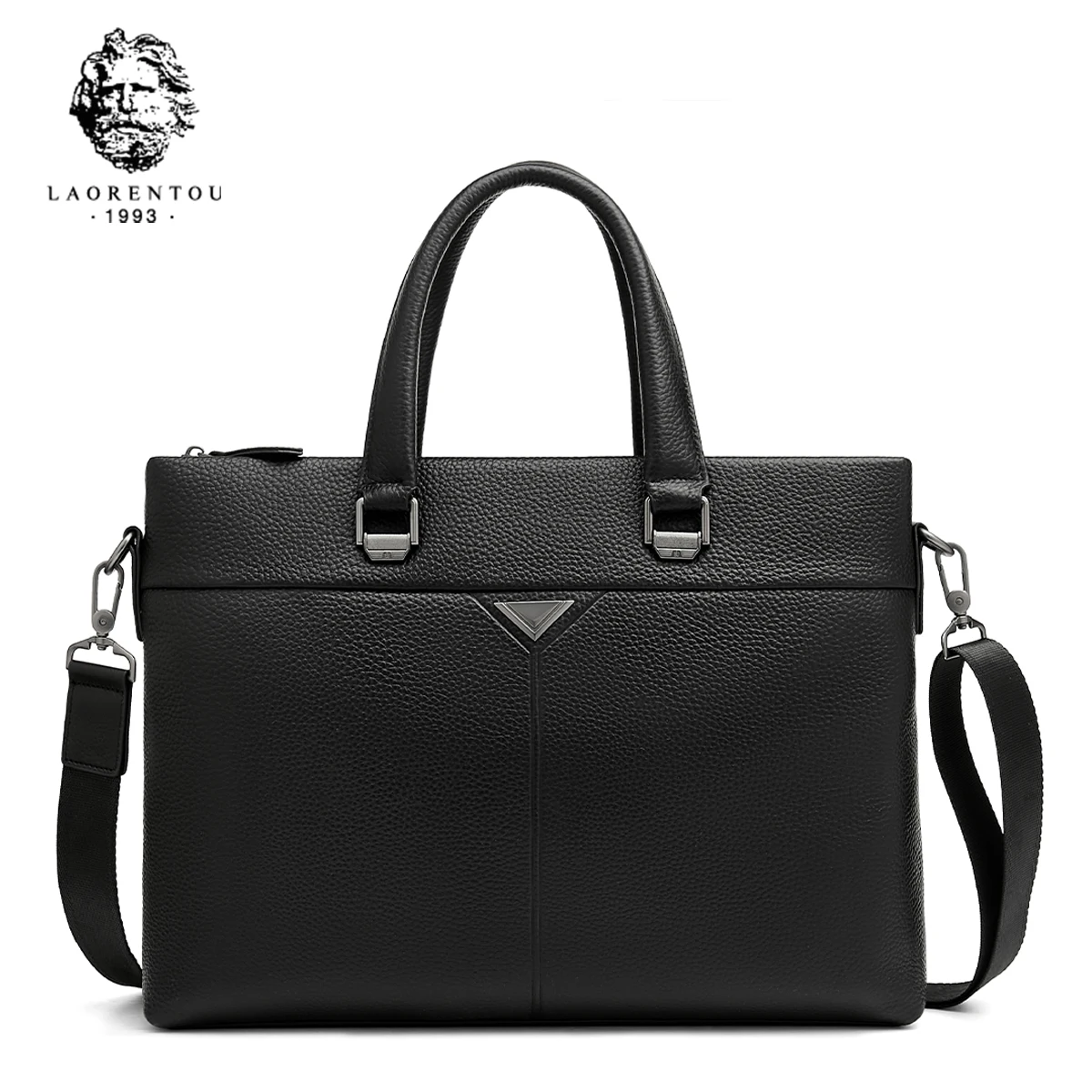LAORENTOU Men's Genuine Leather Business Briefcase Bag Messenger Shoulder Handbag