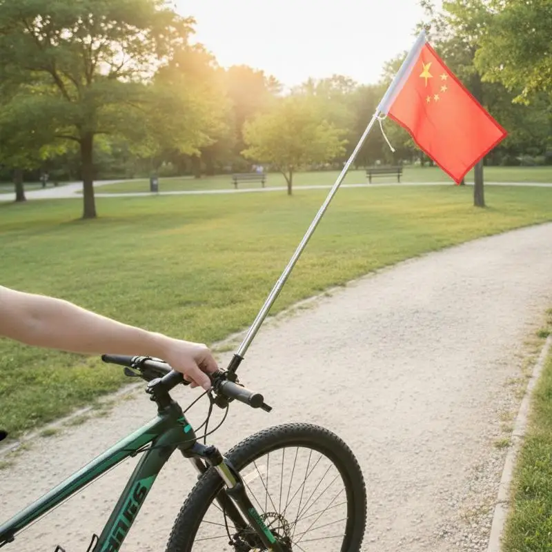 Chinese National Flag Fade Resistant Polyester Adjustable Bike Bracket for Riding Competitions Parade Decor