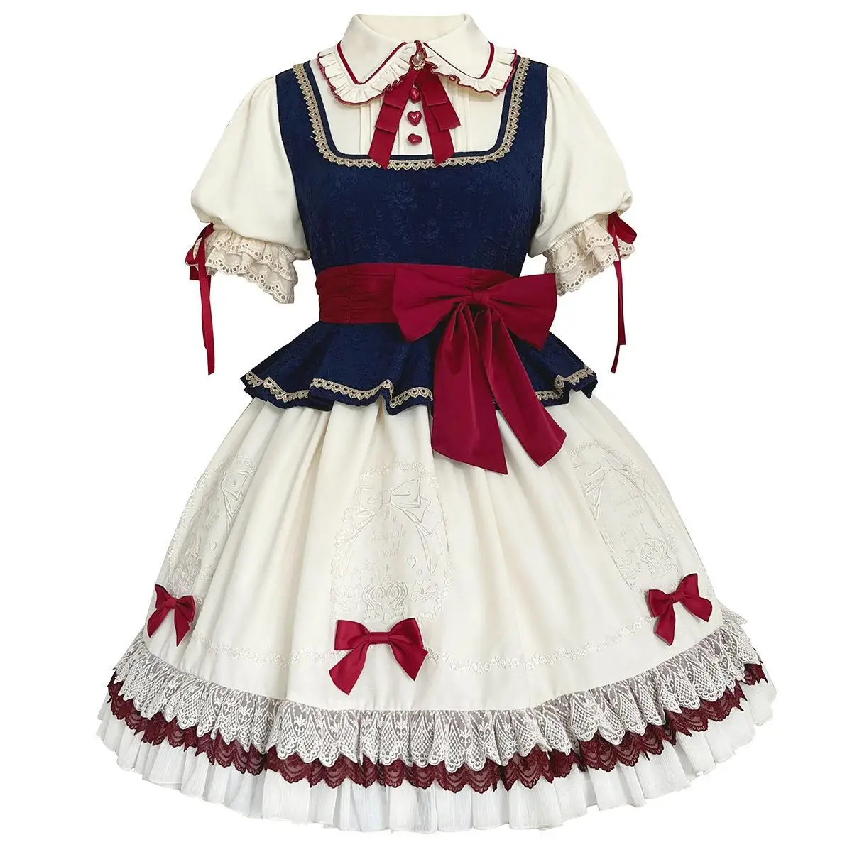 Lolita Kawaii – robe une pièce en dentelle pour filles, tenue princesse rouge douce pour femmes, Harajuku japonais, Costume mignon Cosplay, été