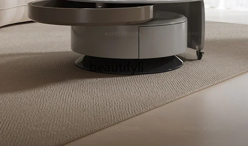 A Italian Coffee Table Designer Model Living Room High-Grade Artistic Small Apartment Rotatable Retractable Round Coffee Tabl