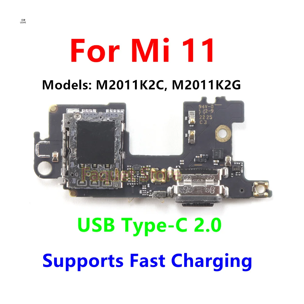 For Xiaomi Mi 11 M2011K2G Fast USB Type-C 2.0 Charging Dock Port Mic Microphone Connector Board Flex Cable Repair Parts