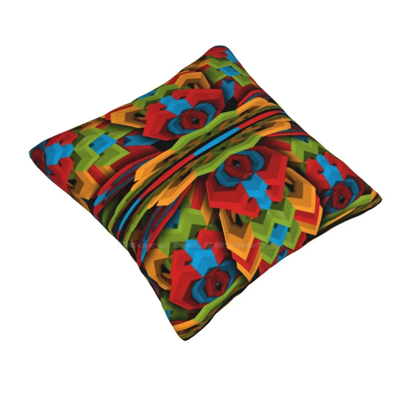 Curse Home Sofa Car Waist Throw Pillowcase Geometric Abstract Colorful Vibrant Bold Shapes Pattern Mayan Indian Aztec Tribal