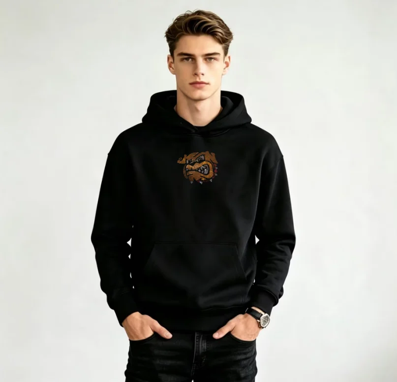 High Quality Rhinestone Hooded Sweatshirt Men Trendy Urban Casual Daily Top