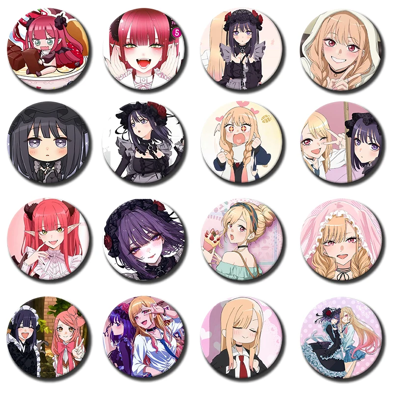 Marin Kitagawa Shizuku Kuroe Soft Button Pins Cute Anime Figure Brooch Round Cartoon Badge Custom Hat Bag Jewelry Accessories