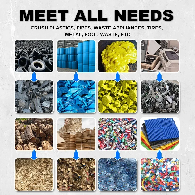 Hub of Wheel Plastic Metal Scrap Steel tank Waste Tire Glass Car Door Seat Rim Shredder Machine with Double Shaft